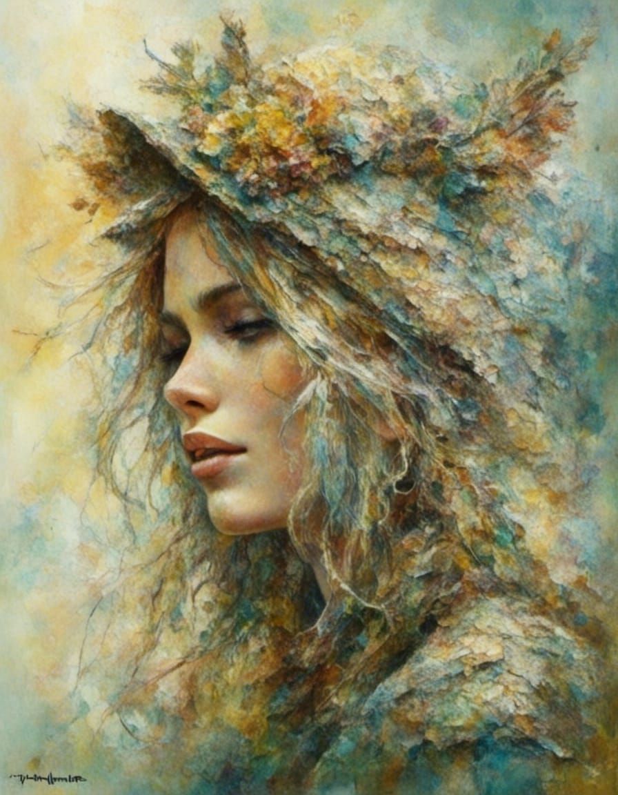 Woman and Man Elf in a Vintage Oil Painting Style