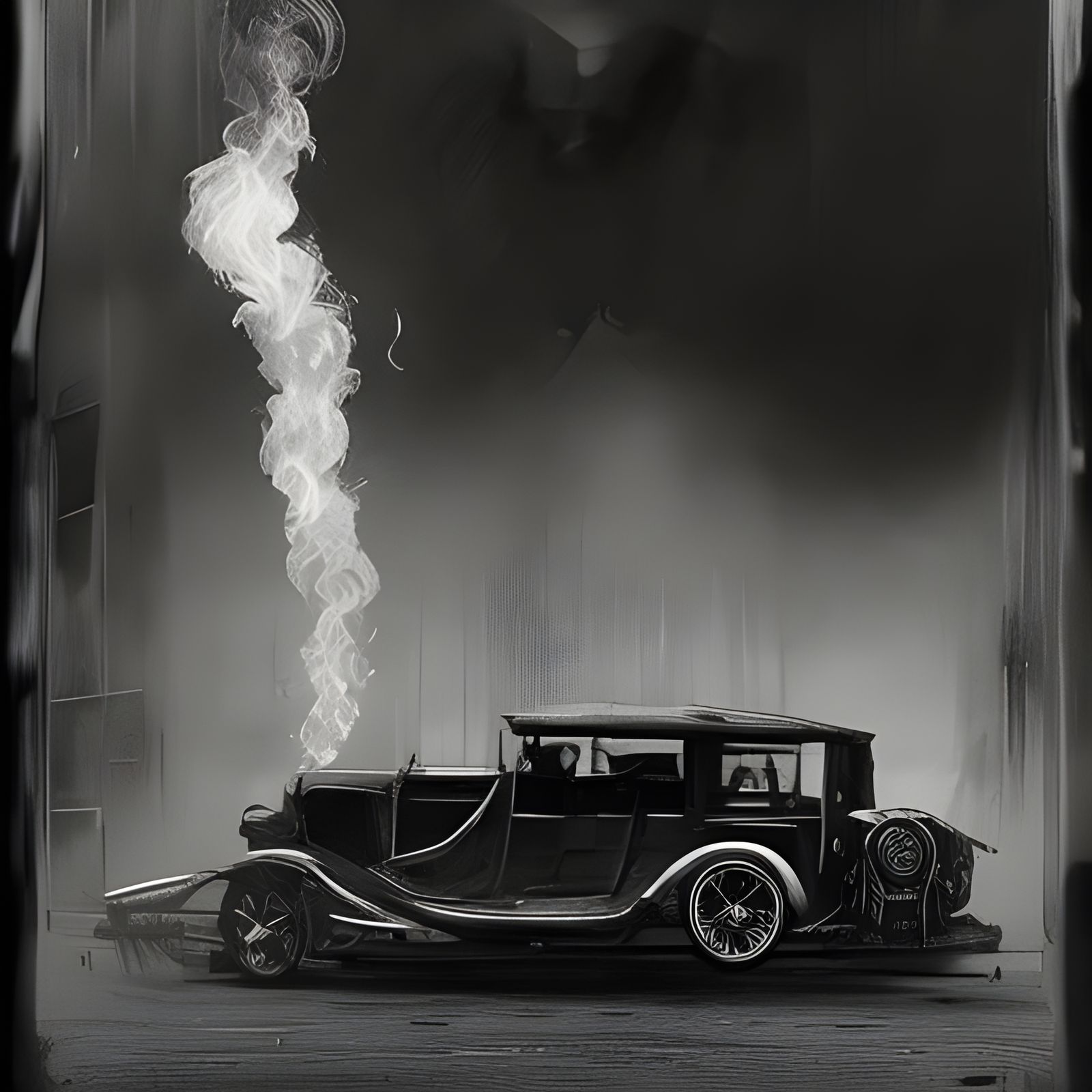 Gangster Smoking Blunt in Car, Horror Art