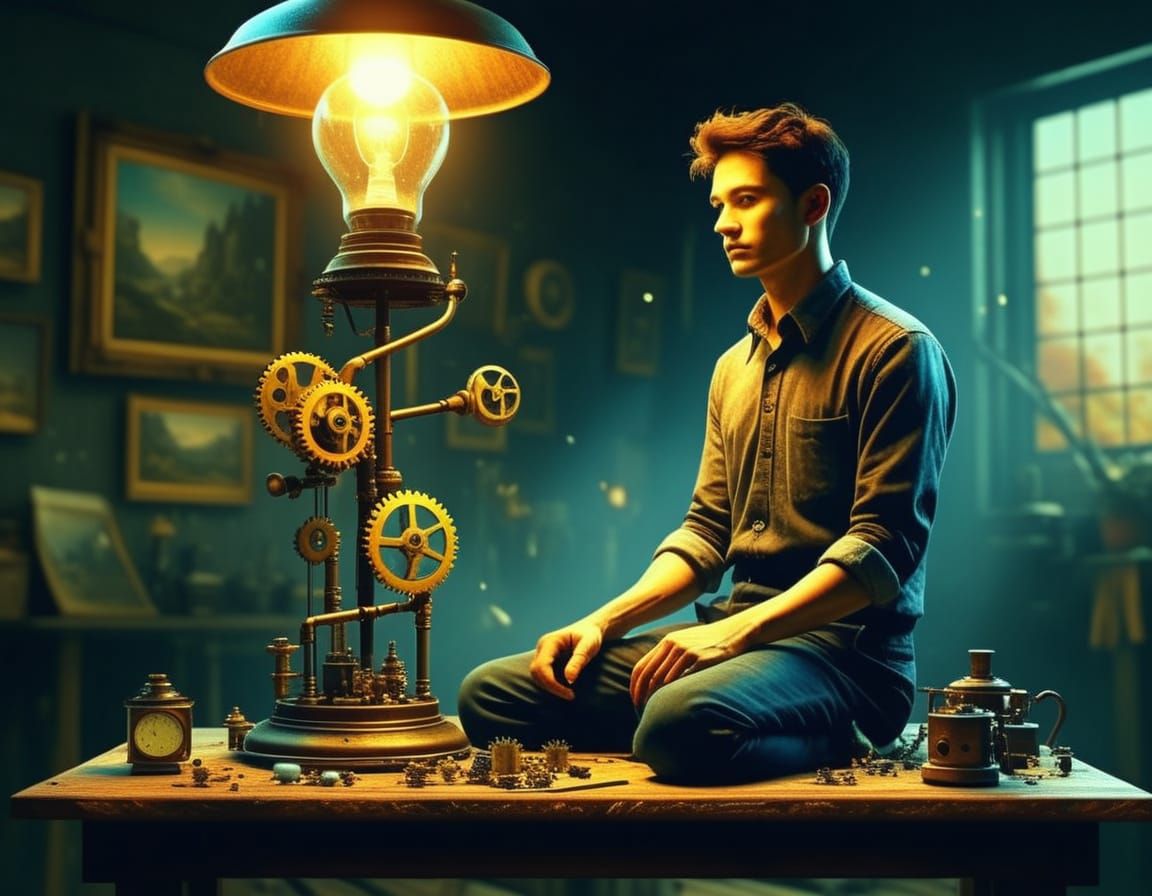 Hyperrealistic Still Life of Mechanical Components