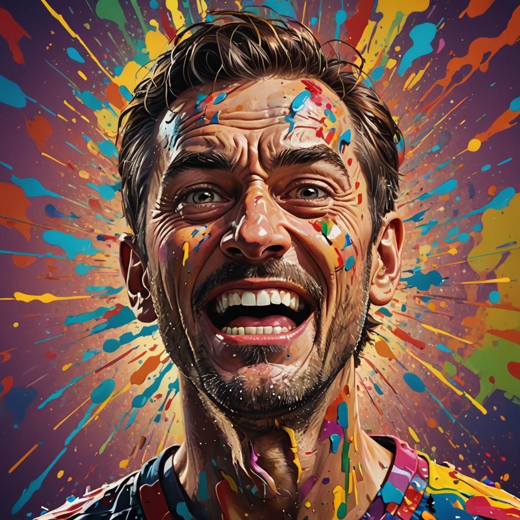 Humorous Meme Character in Hyperrealistic Splash Art