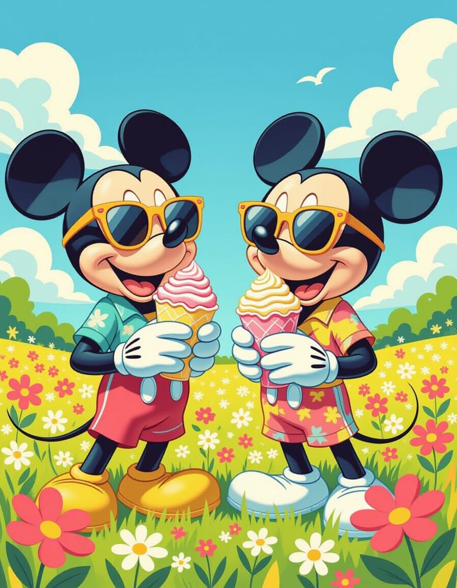 Mickey and Jerry's Summer Cocktail Party, Cartoon Style