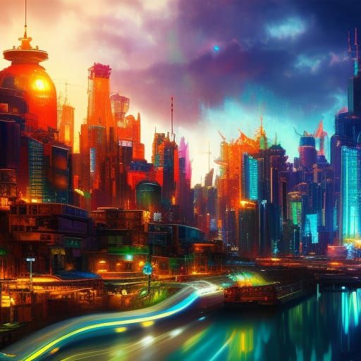 Mecha Steampunk Family in Neon Dubai