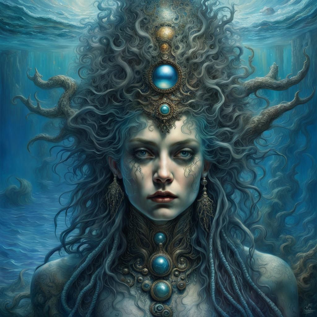 Water Goddess in the Deep Ocean Depths