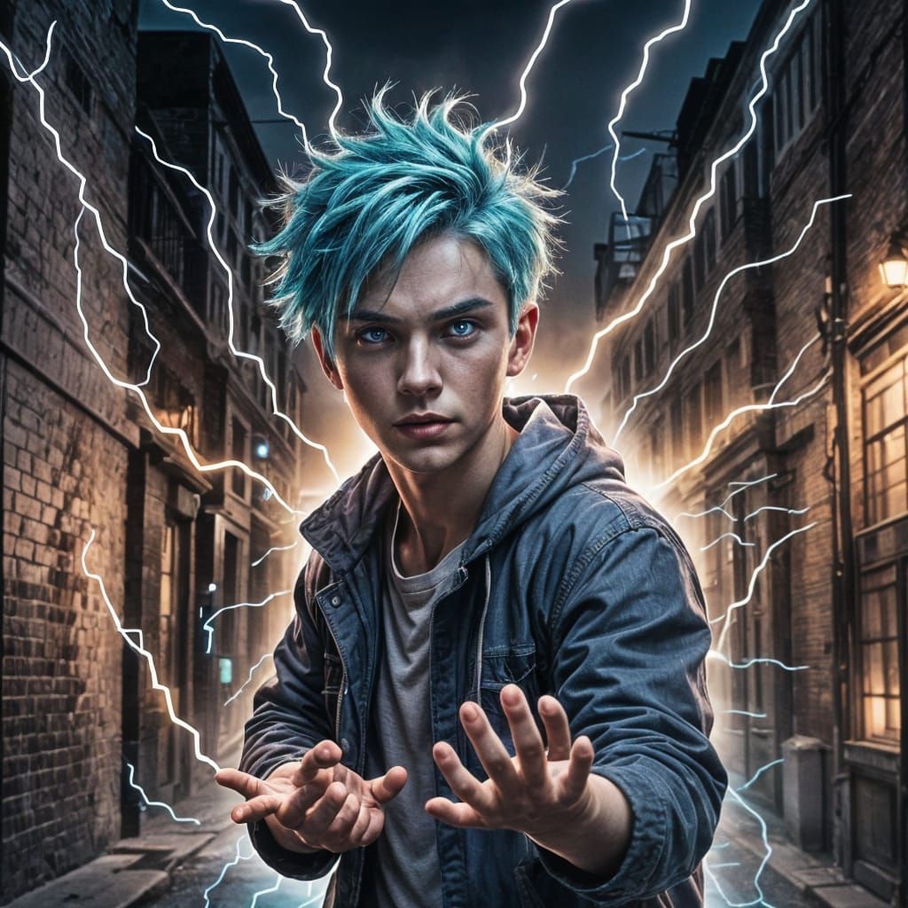 Boy Generates Electricity With Blue Hair