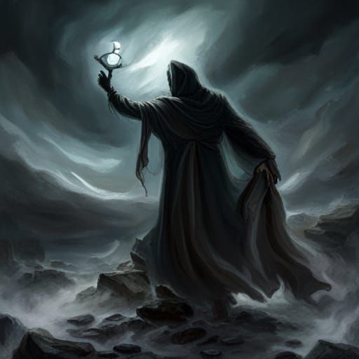 Eerie Faceless Demon with Pendulum in Horror Art