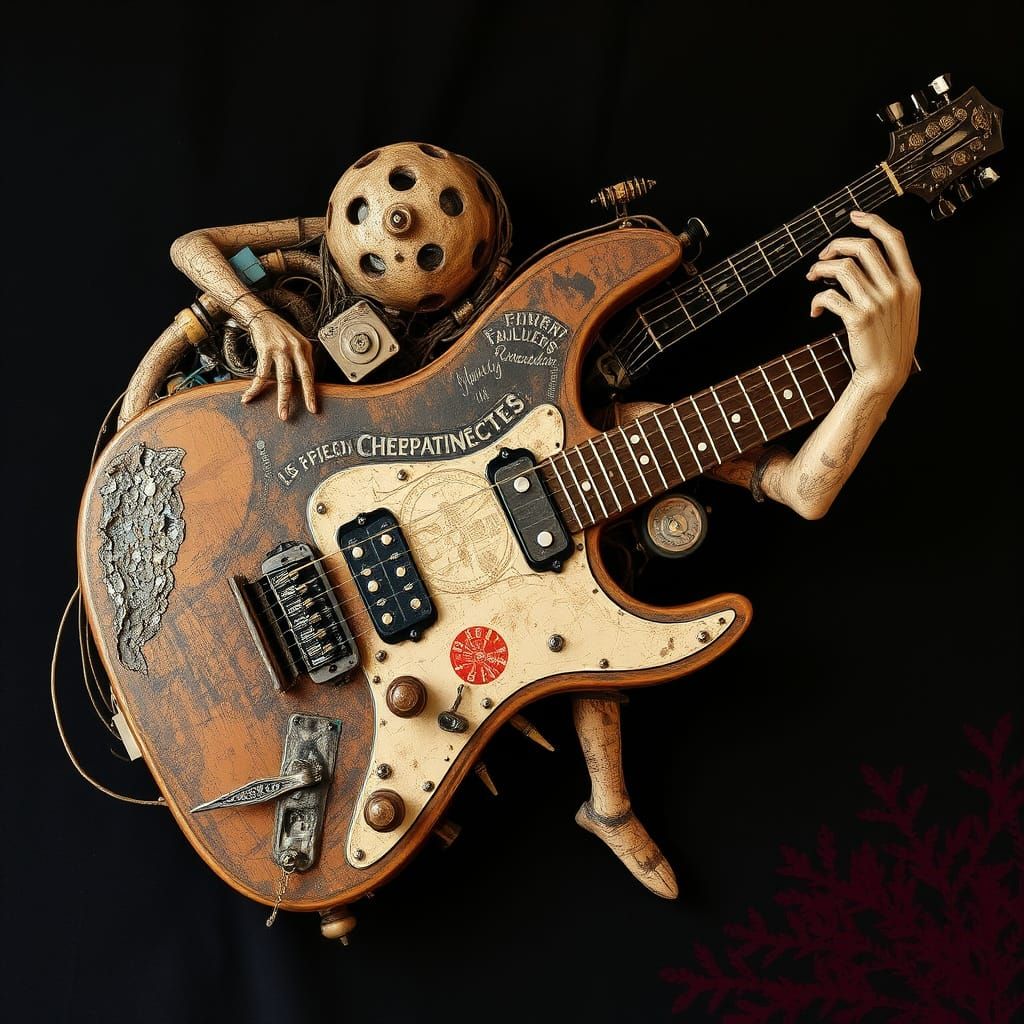 Abstract Guitar Assemblage in Hallucinatory Style