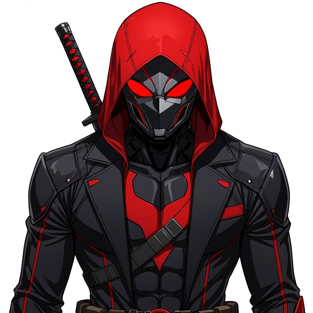 DC Red Hood Helmet and Suit in Anime Key Visual Style