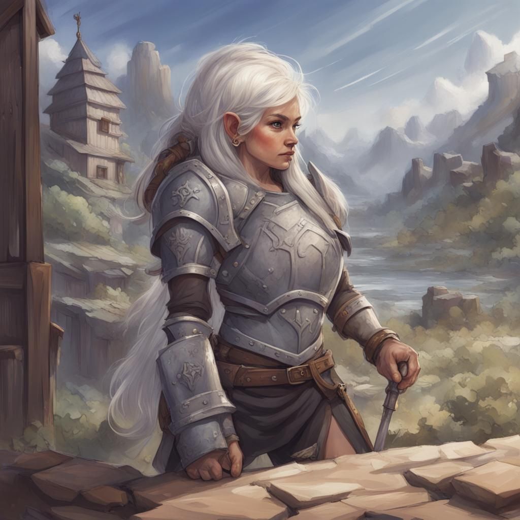 Beautiful Duergar Dwarf Warrior in Town