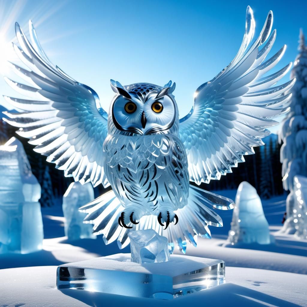 Owl ice sculpture