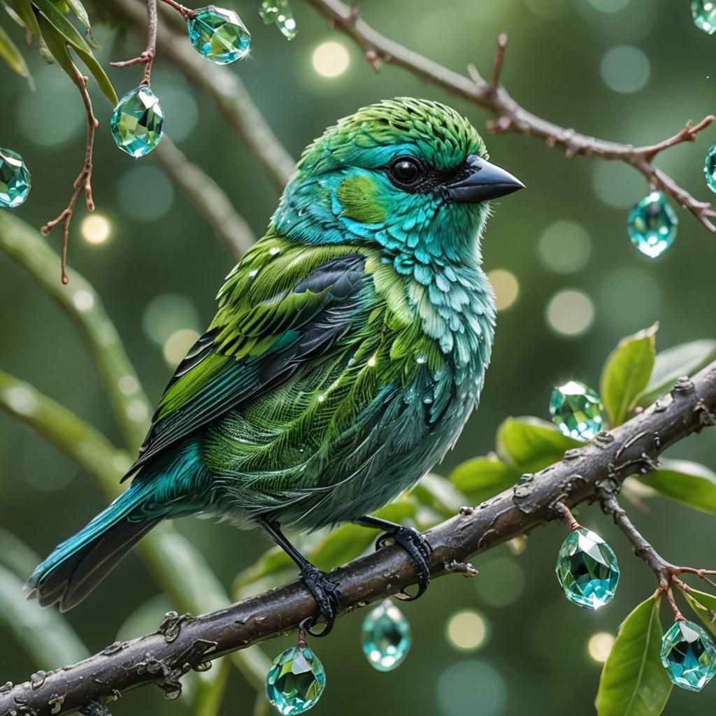 fluffy cute baby Glistening-green Tanager bird, cute fluffy ...