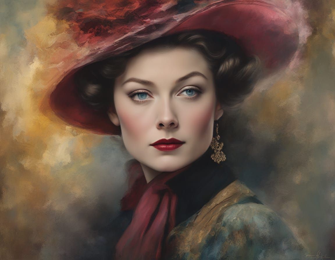 Myrna Loy Portrait in Dreamy Impasto Style
