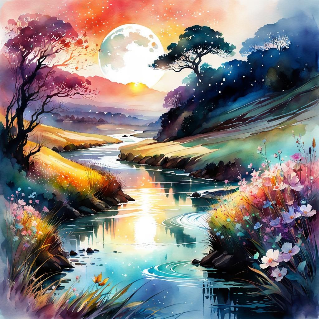 Magnificent River Winding Through a Sci-Fi Landscape