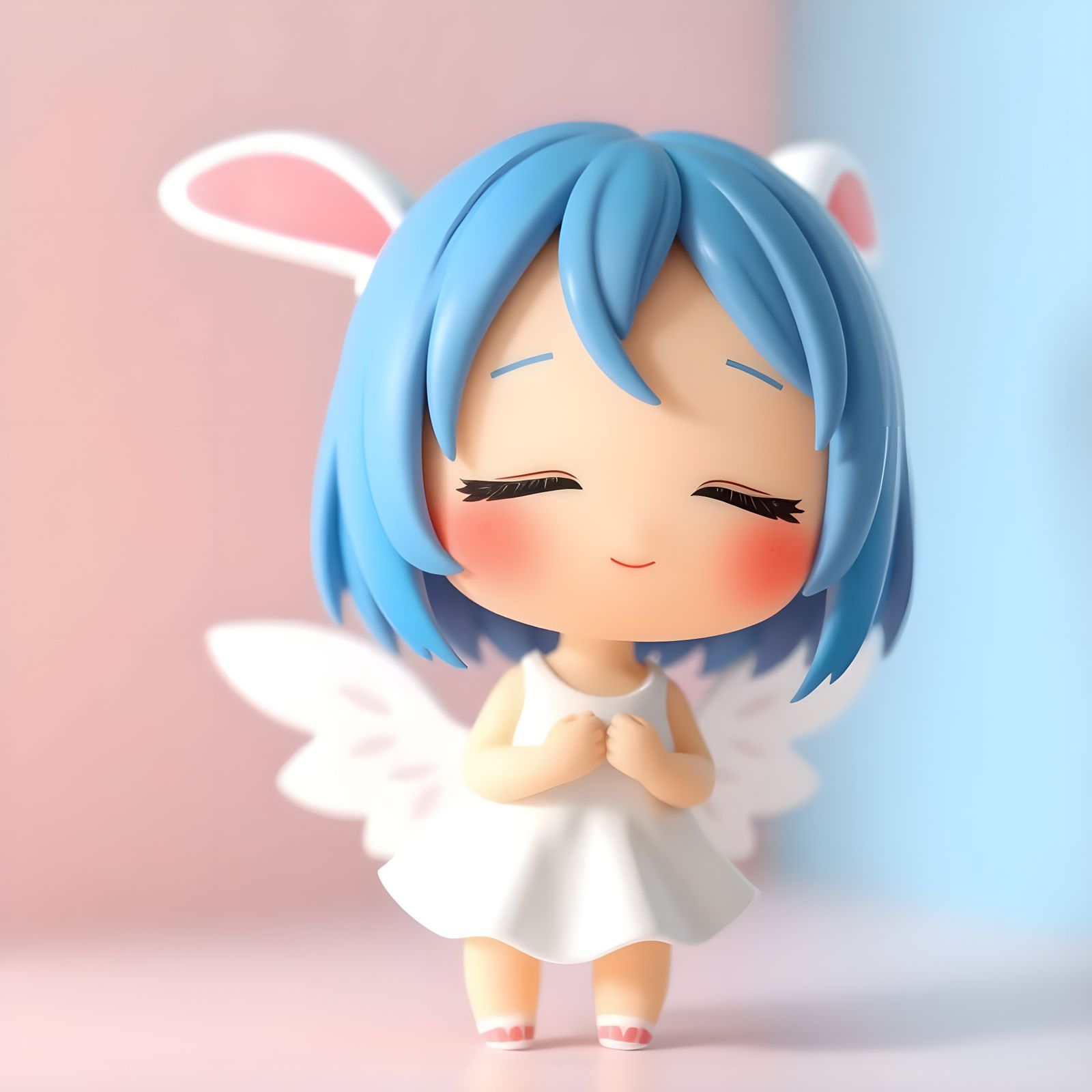 Cute Chibi Character with Wings and Bunny Ears