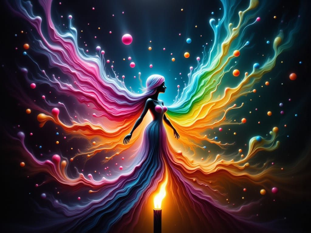 Rainbow Flame Fairy in Vibrant Macro Photography