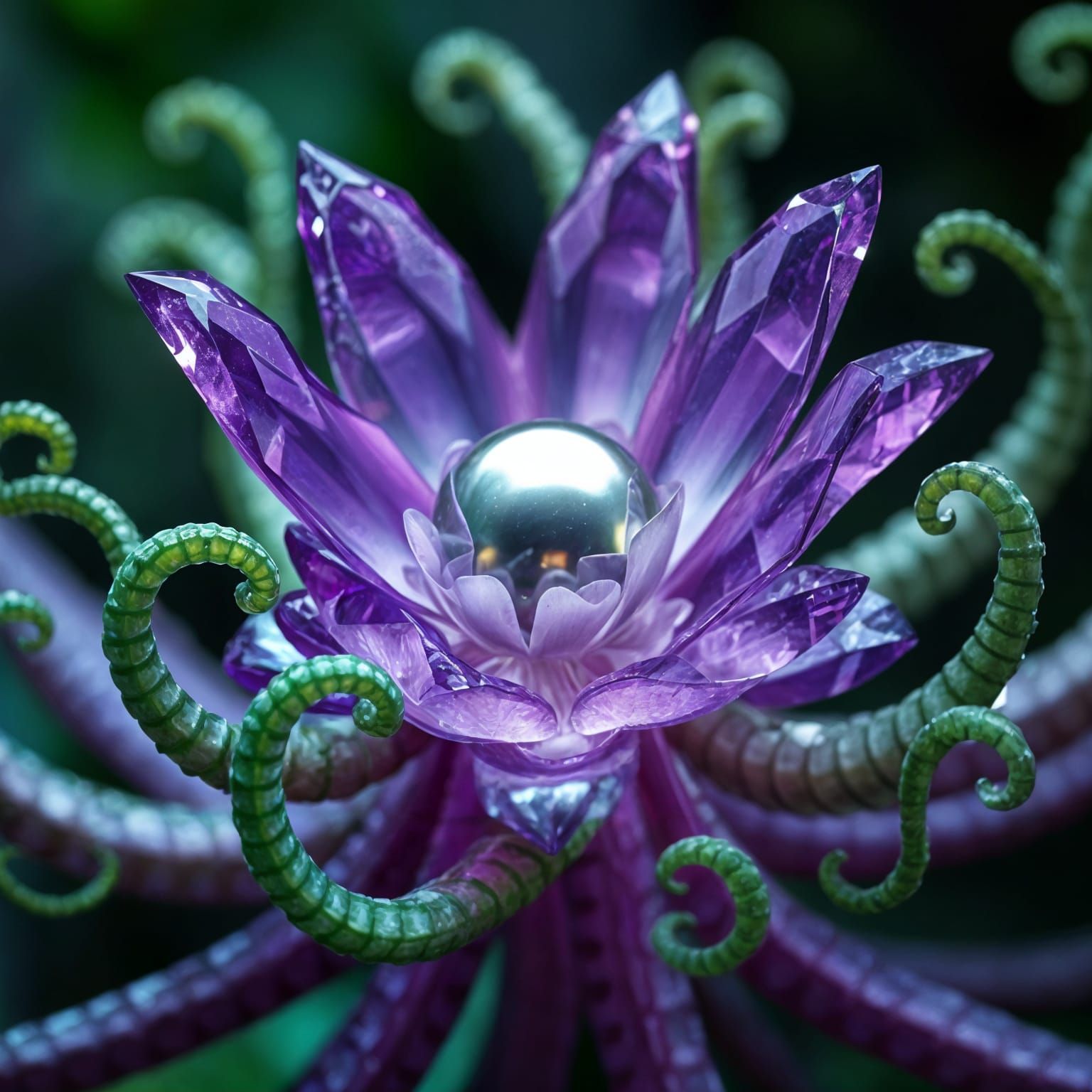 Mystical Crystal Bloom in Celtic Whorls