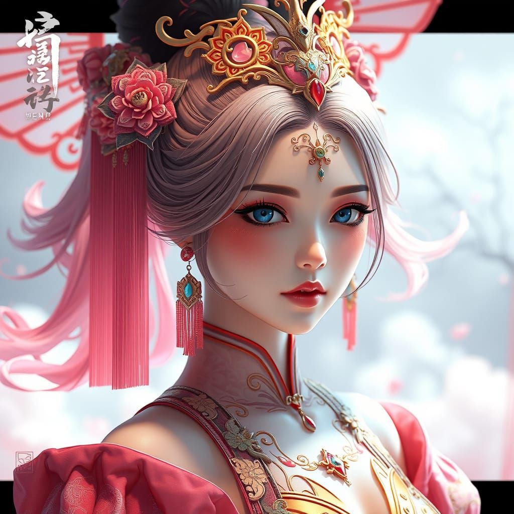 Anime Style Concubine in 3D Detail