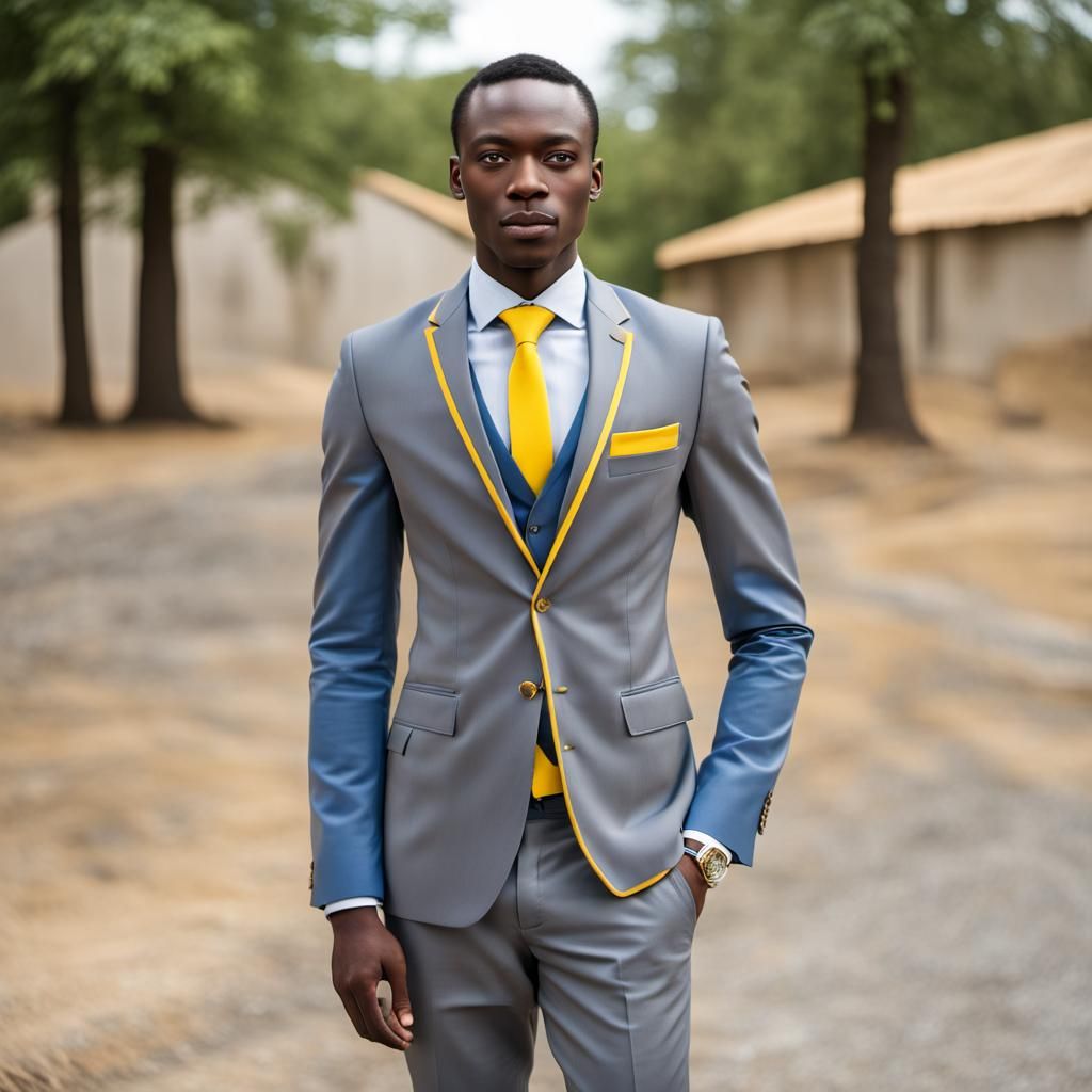 Elegant Young African Professional in Gray Suit