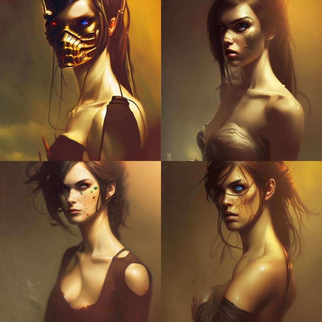 Woman with Gas Mask in Hyperdetailed Comic Art