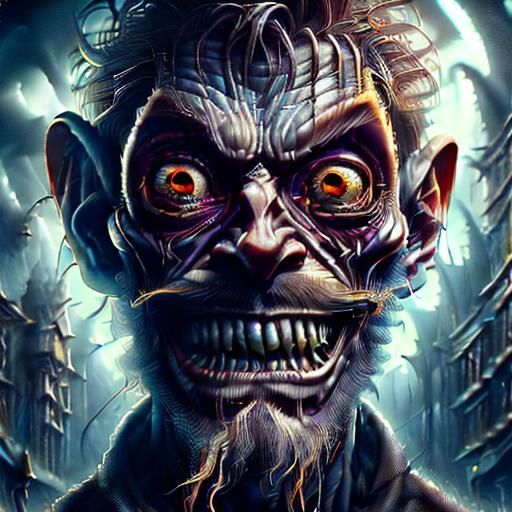 Portrait of a scary lunatic