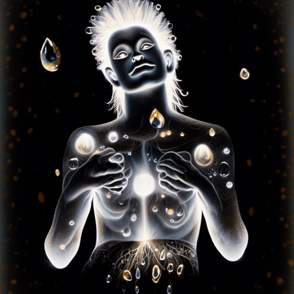 Dew Drops in a Dreamscape, as Dark Fantasy Art