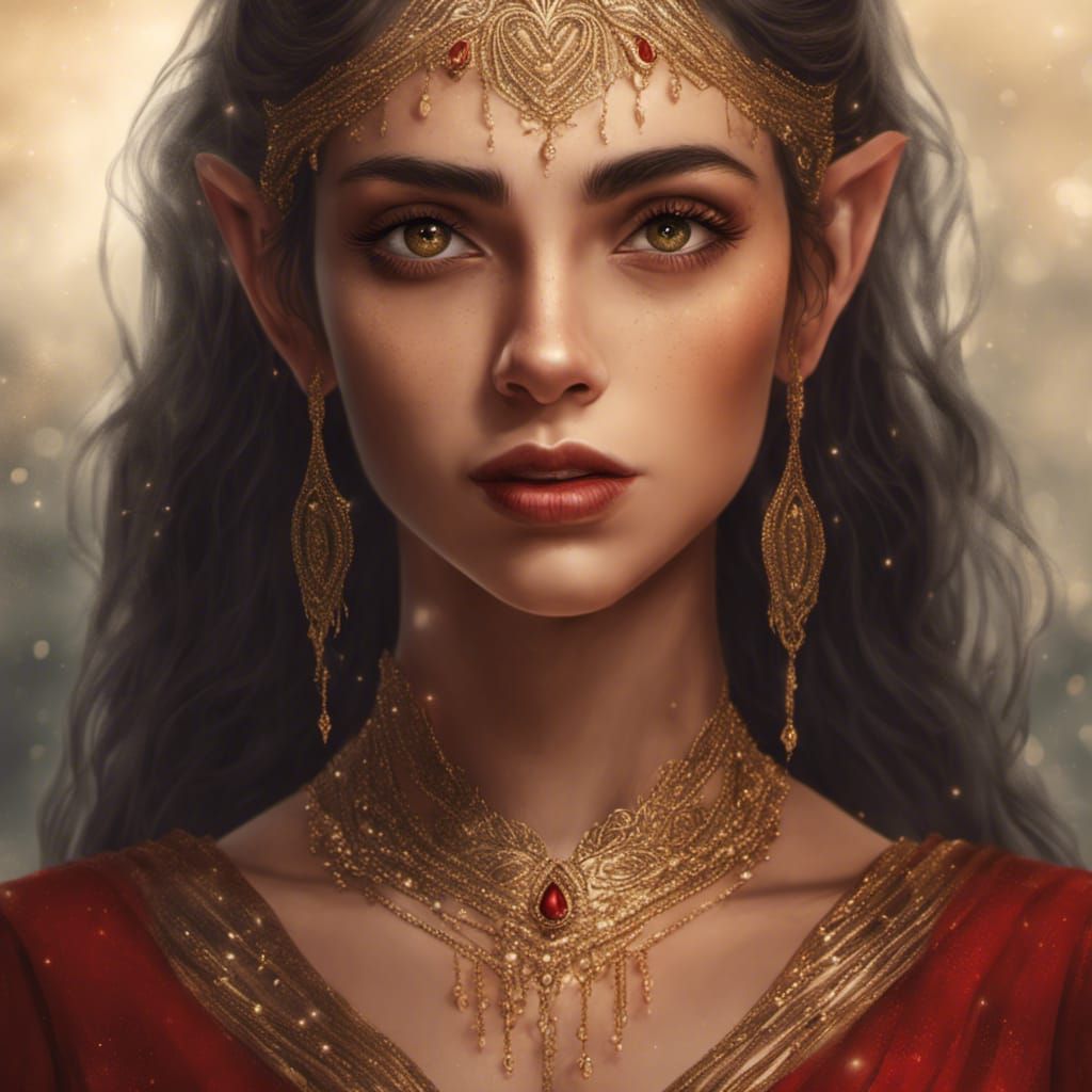 Persian Elf Princess in Tears: Fantasy Digital Art