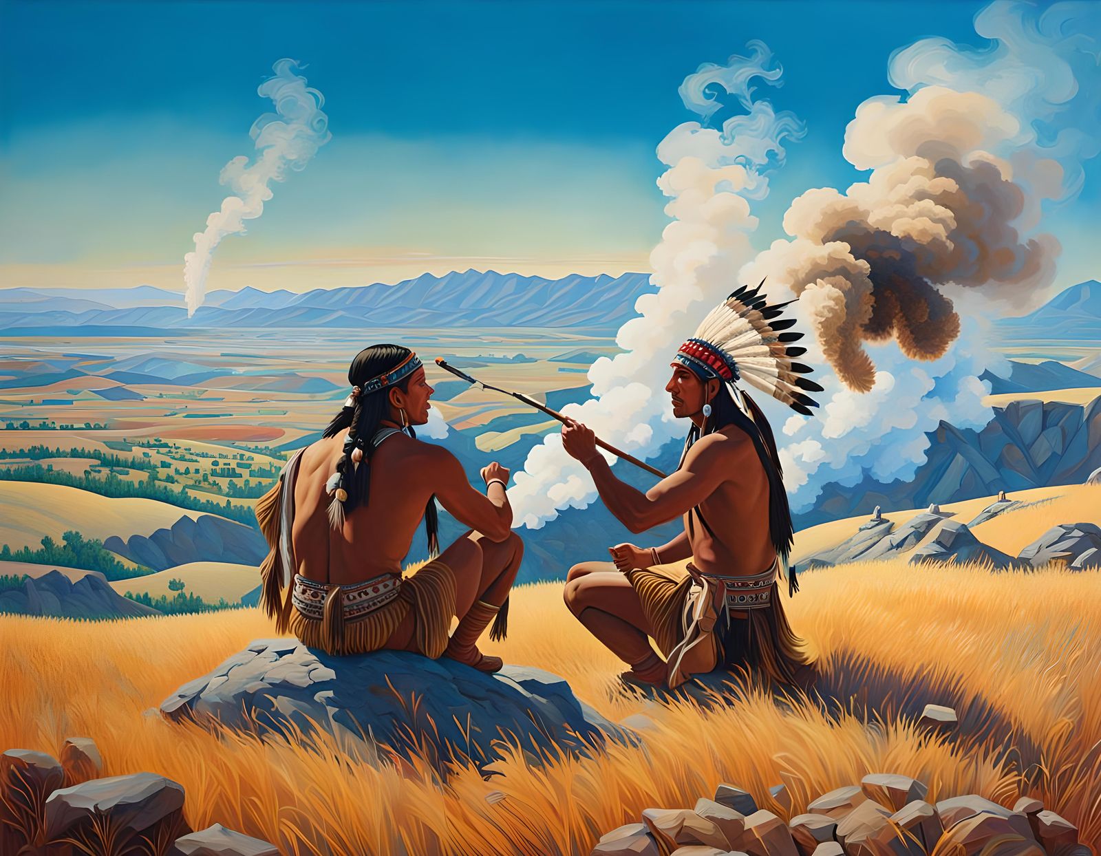 Native Americans Send Smoke Signals: Matte Painting