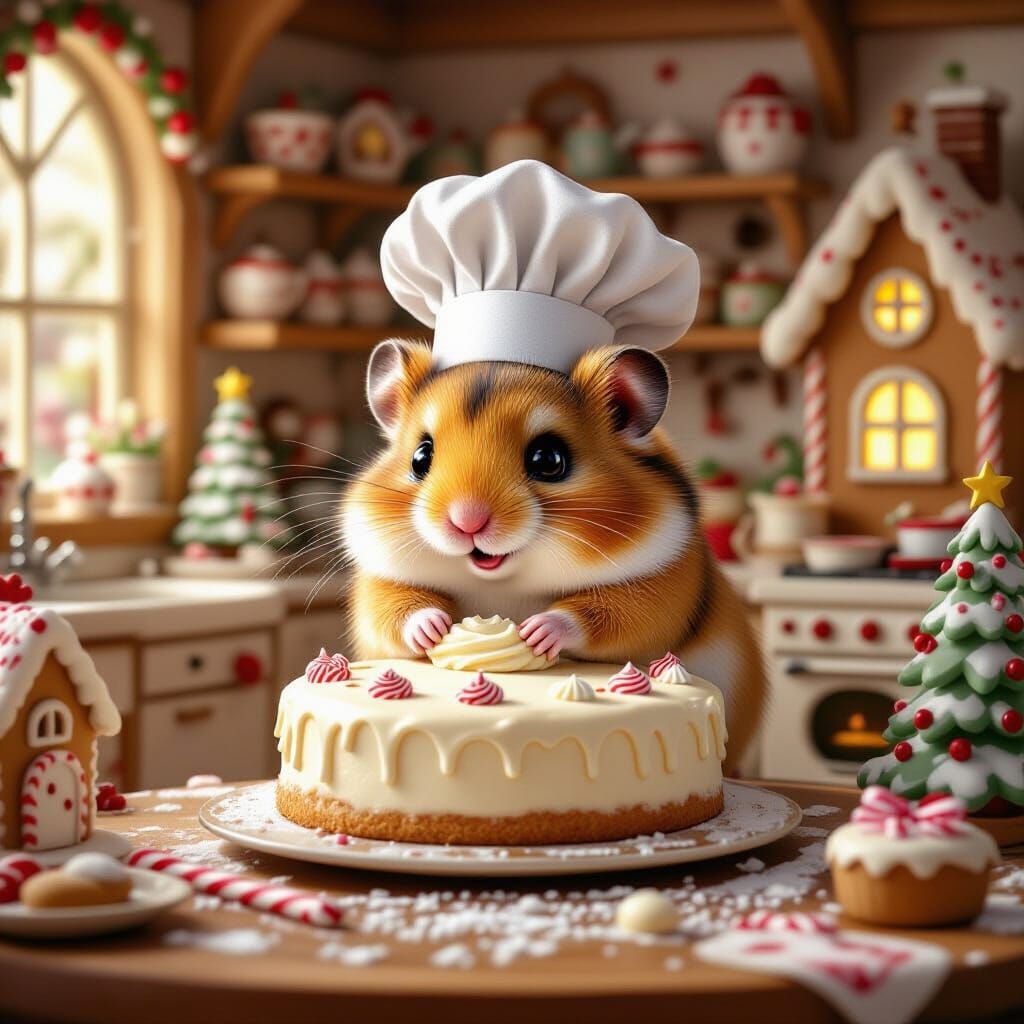 Hamster Chef Bakes Cake in Magical Kitchen