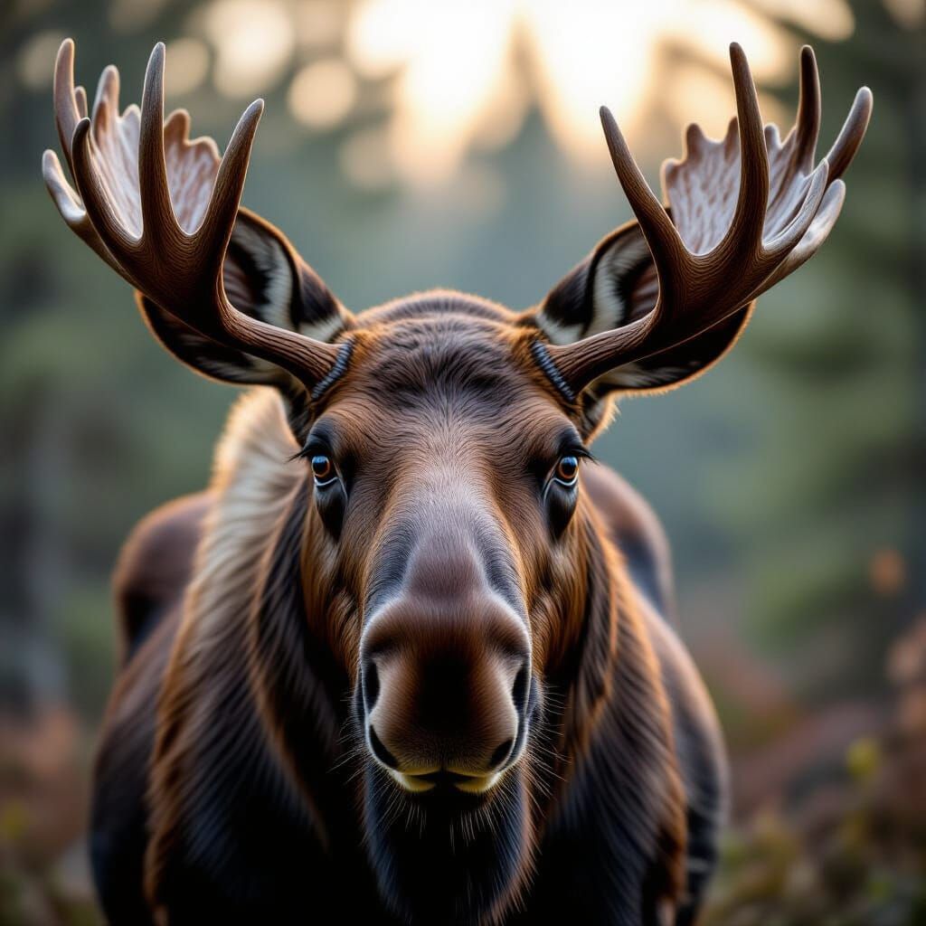 Hyper Realistic Moose Portrait with Detailed Eyes