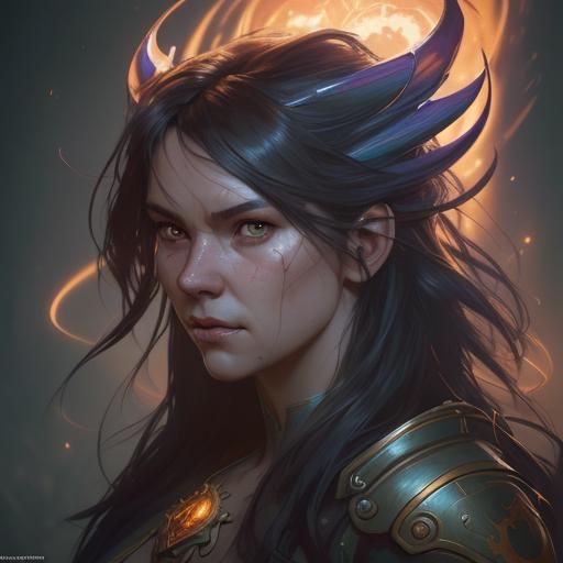 Hyperdetailed Dragon Portrait in Triadic Colors