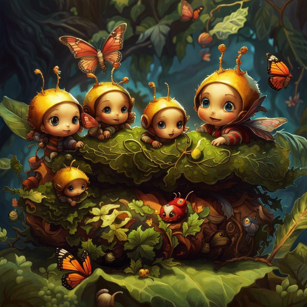 caterpillar and her butterfly family