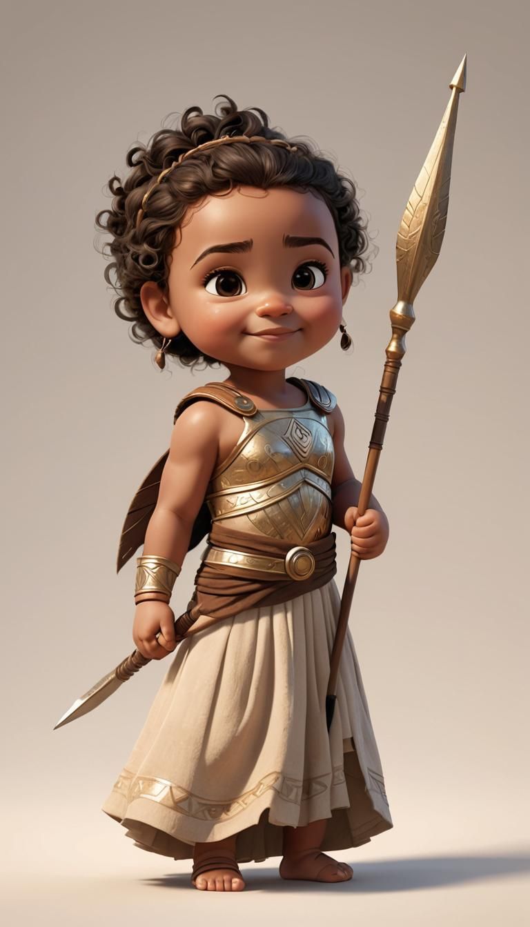 Pixar Style: Baby Warrior Greek Goddess