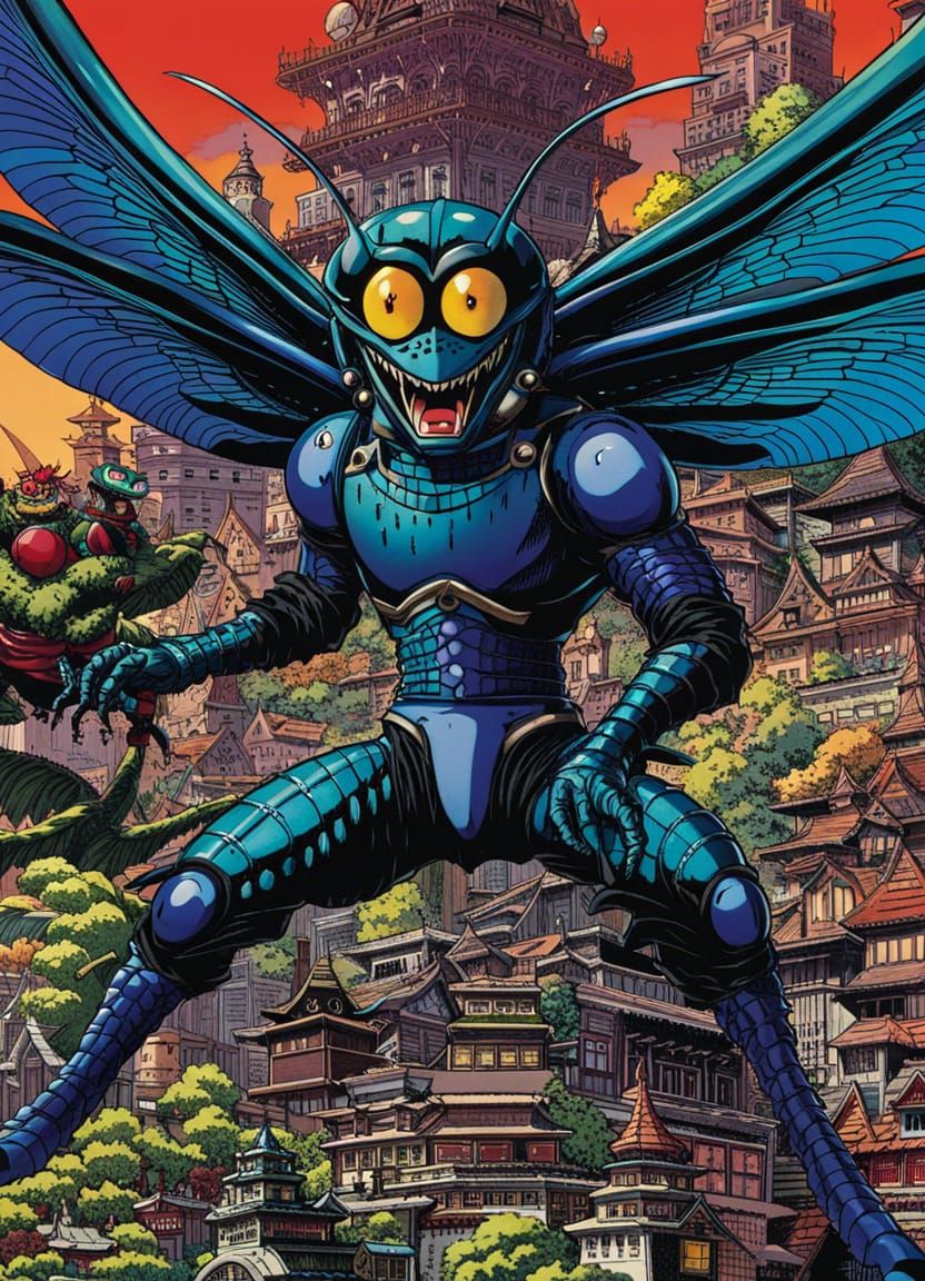 Dragonfly Villain Monster in Anime Style