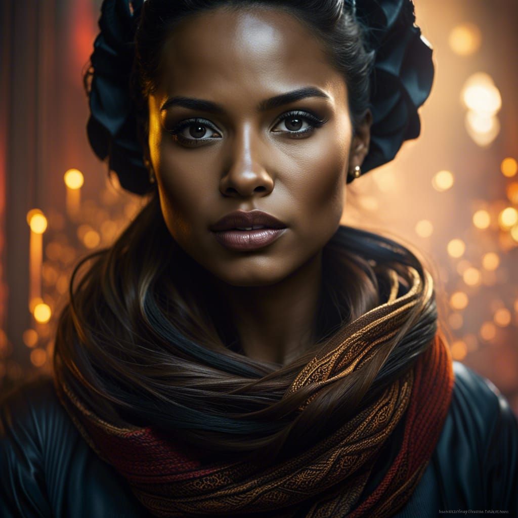 Gorgeous Woman Portrait in Detailed Gouache Style