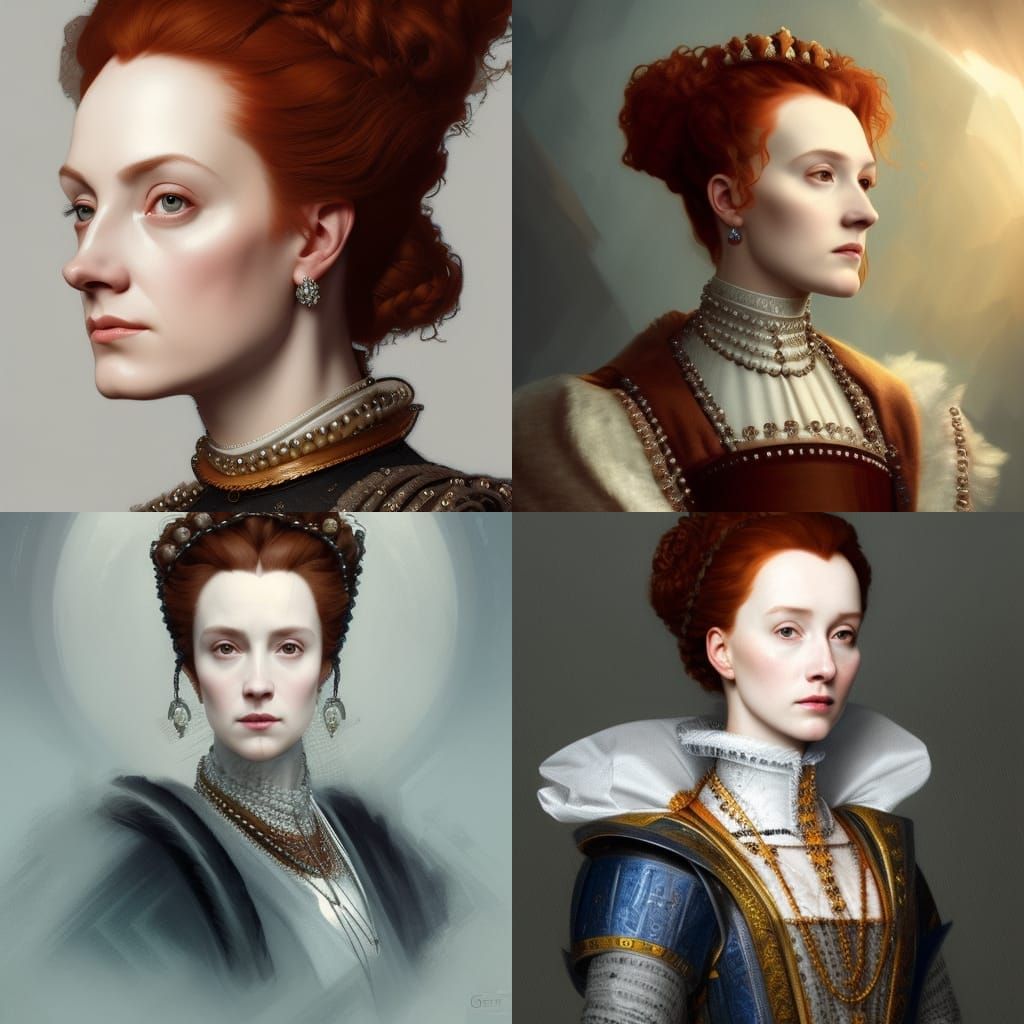 Mary Queen of Scots Portrait in Art Nouveau Style