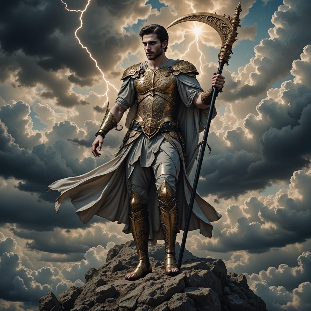 Majestic Titan God Cronus in Dramatic Baroque Style