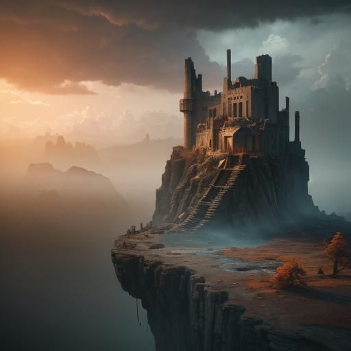 Post-Apocalyptic Survivor Overlooking Desolate Landscape