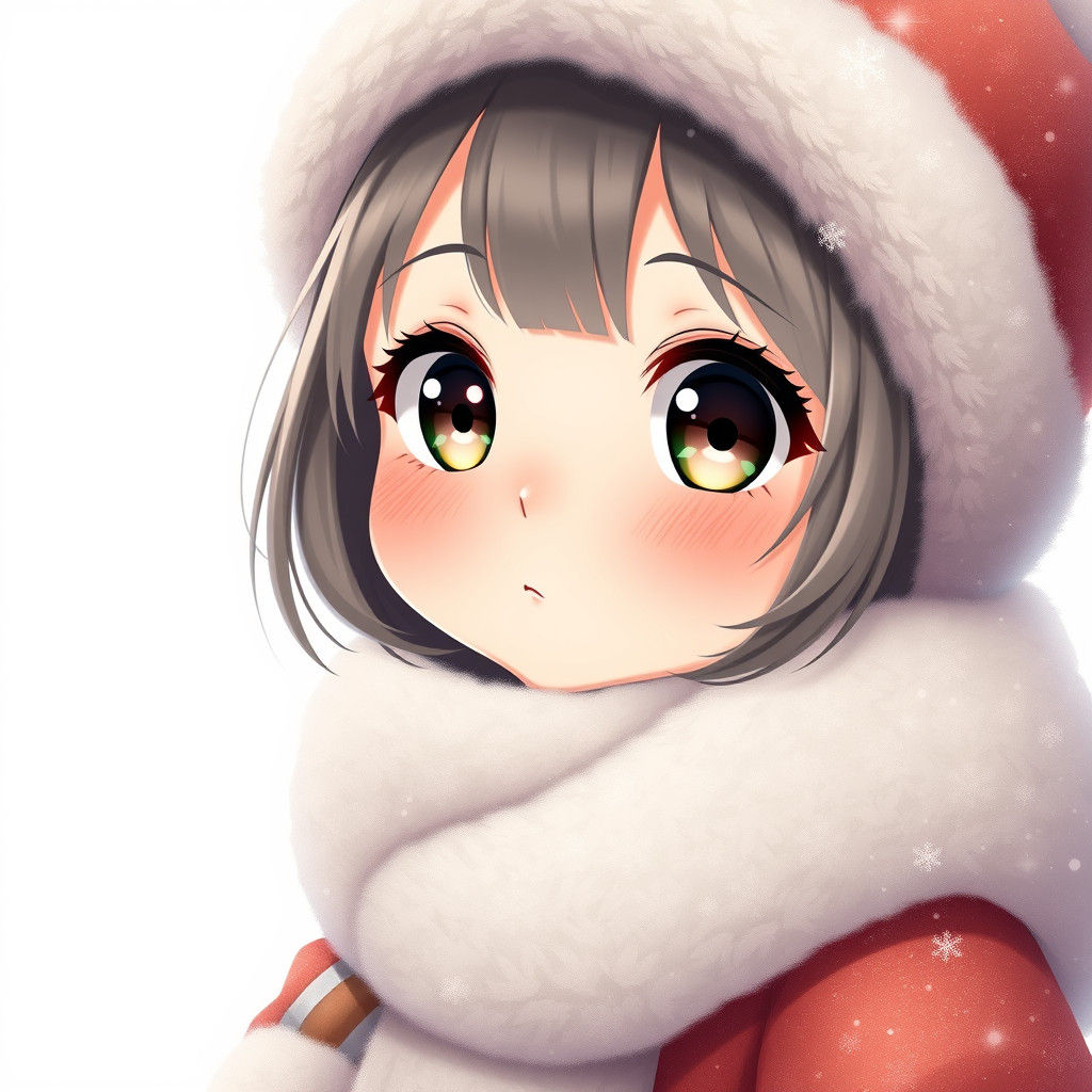 Watercolor Cartoon Girl in Winter Outfit