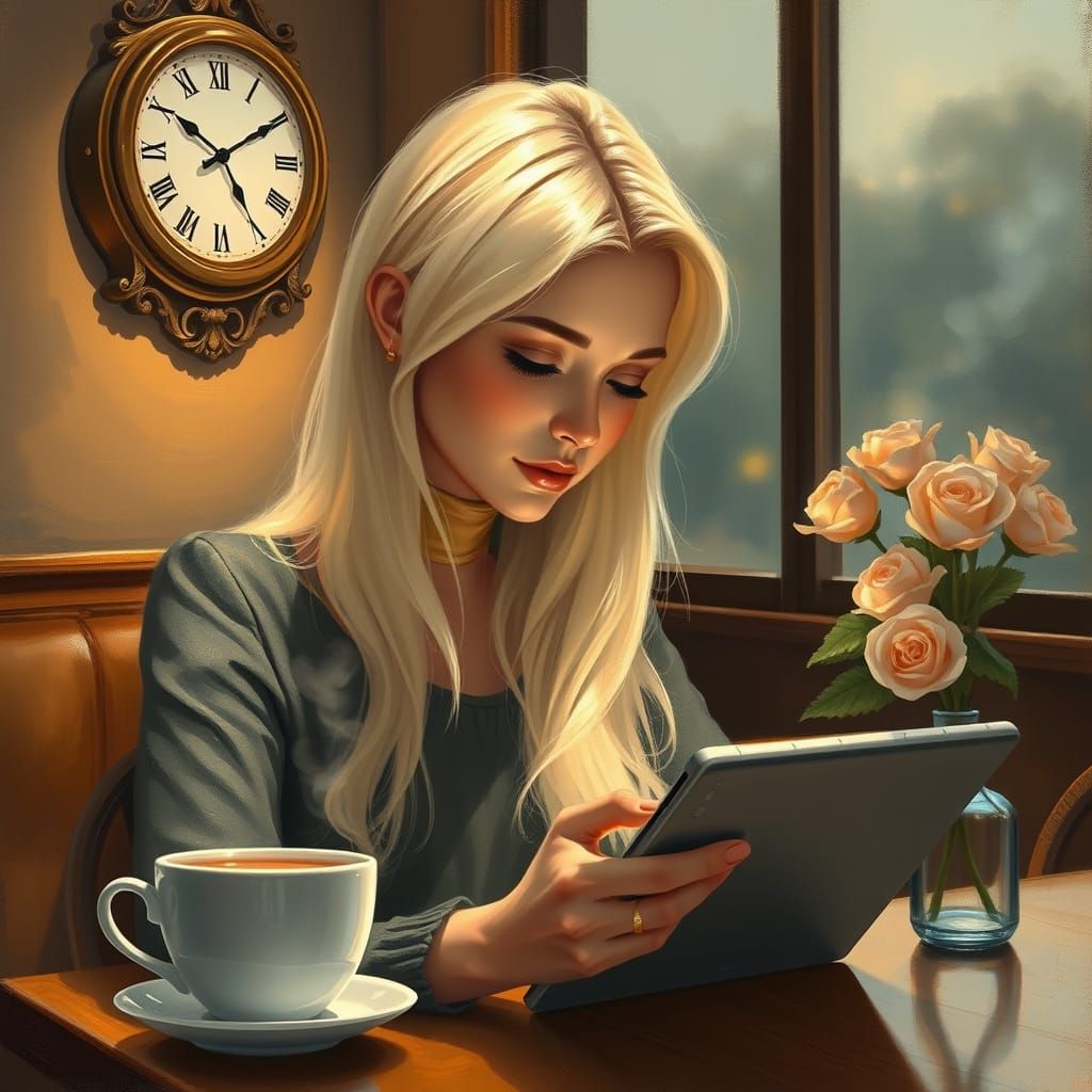 Serene Evening in a Cozy Cafe