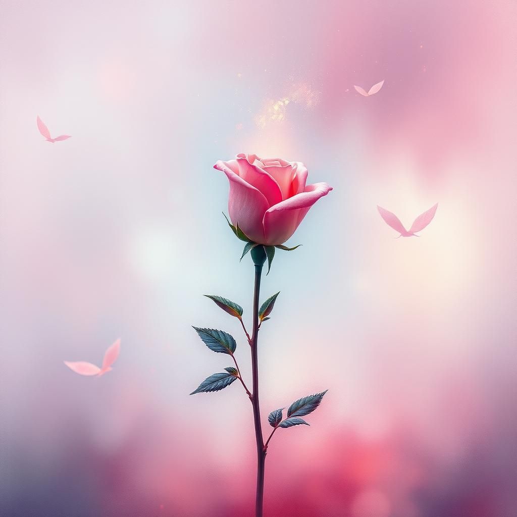 Mystical Rose in Surreal Alcohol Ink Pastel Style