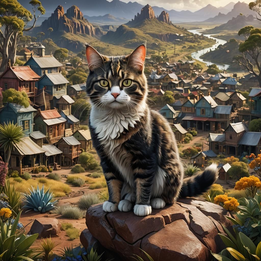 Australian Cat: Detailed Matte Painting in 8K