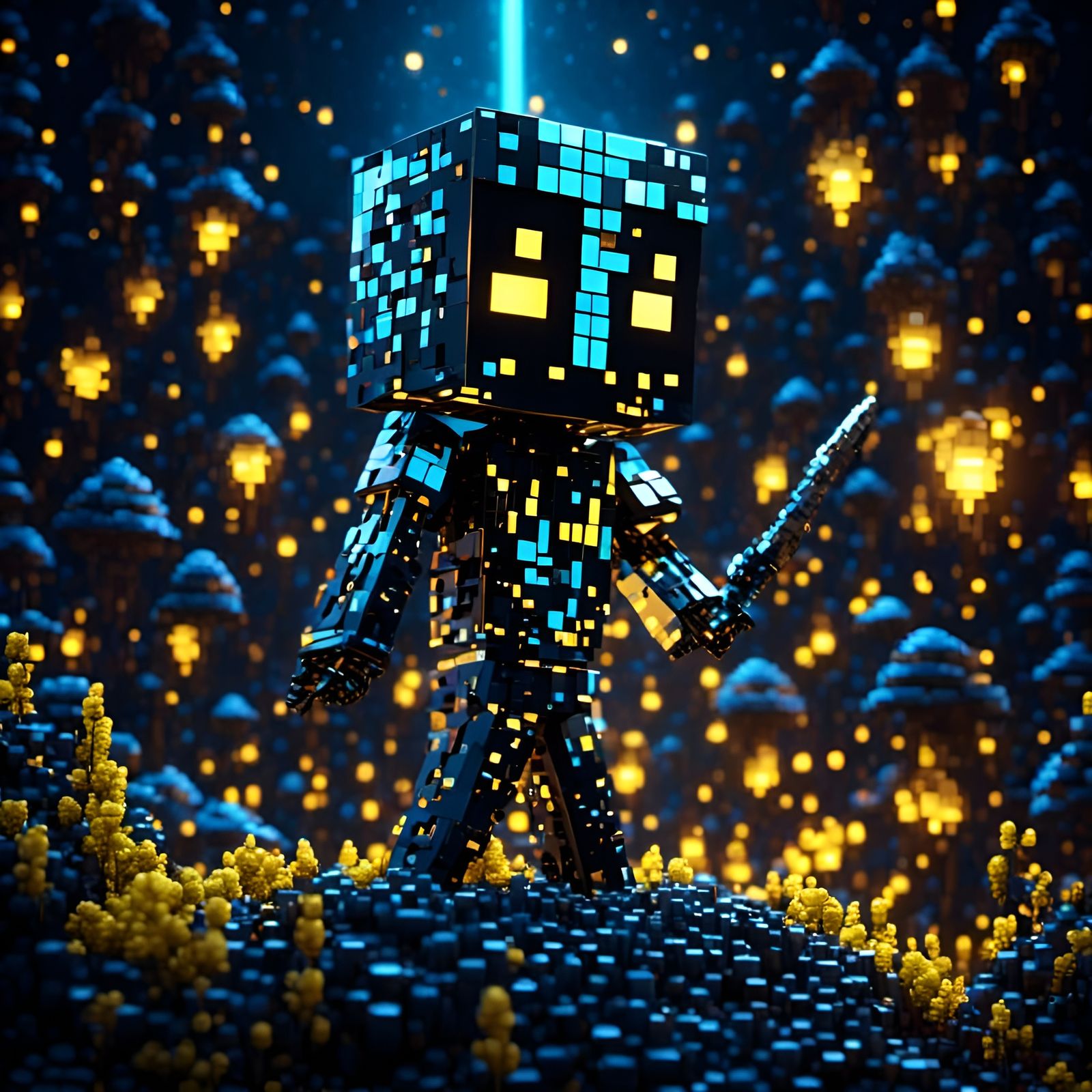 Chibi Minecraft Enderman in Pixel Style