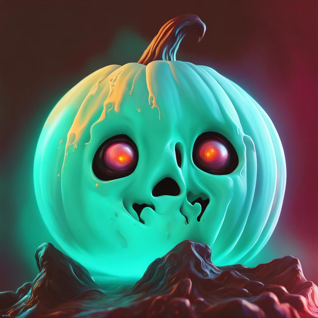 Spooky Halloween Image in Hyperrealistic Splash Art