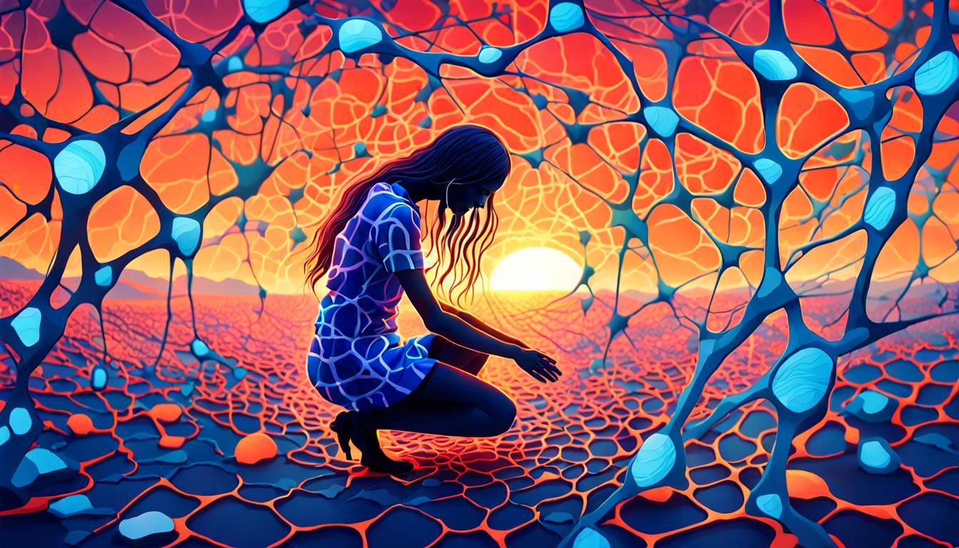 Cell-Woman in Surreal Bio Art, Abstract Expressionism