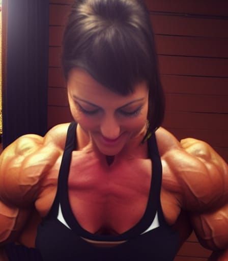 Extremely Muscular Female Bodybuilder Mom