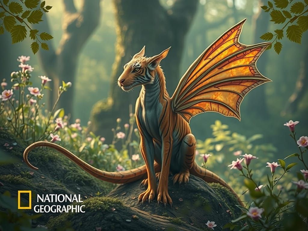 Majestic Fairy Dragon Tiger in Lush Forest Landscape