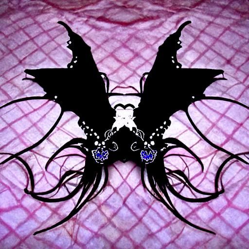 Gothic Anime Fairy with Lace Wings and Bat Features