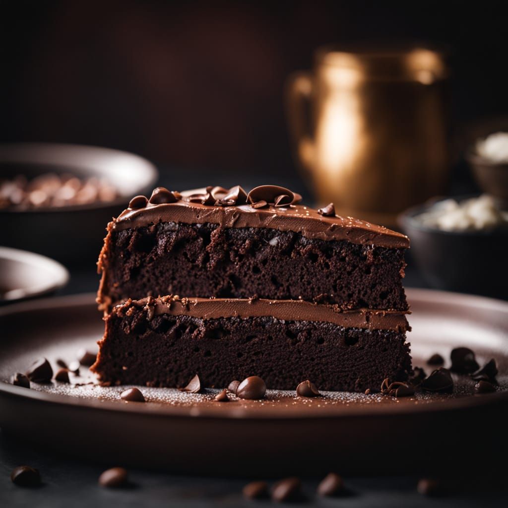 Delicious Chocolate Cake in Cinematic Food Photography