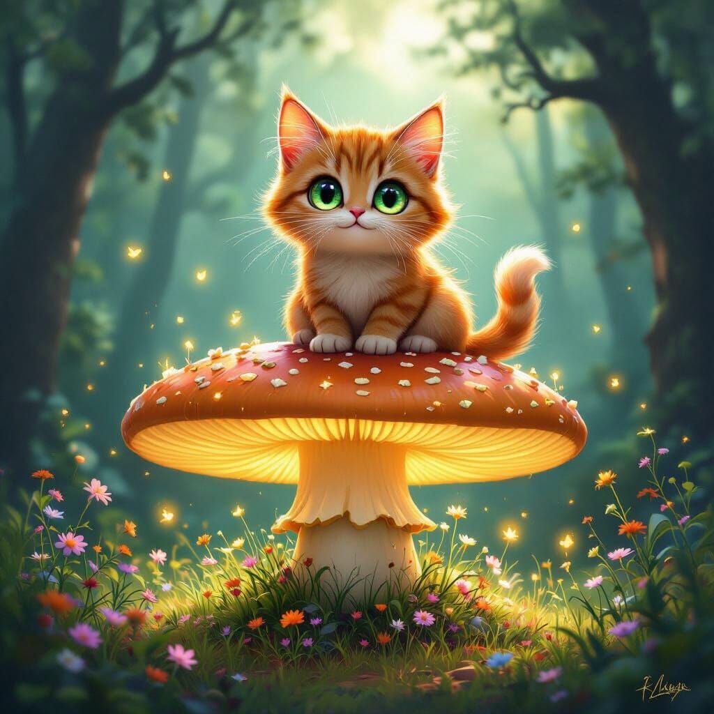 Cat on a Mushroom 2