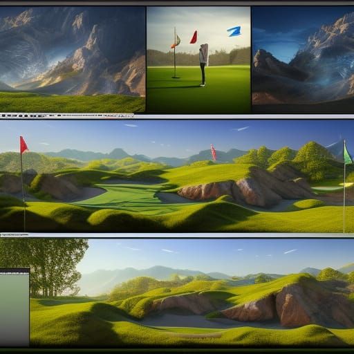 Golf Montage in Detailed Matte Painting Style