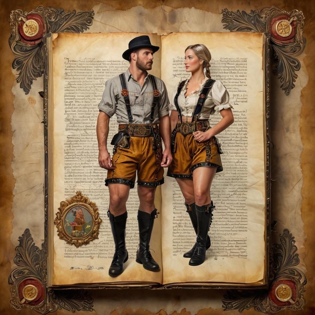 Oktoberfest Lederhosen: Illuminated Manuscript Style